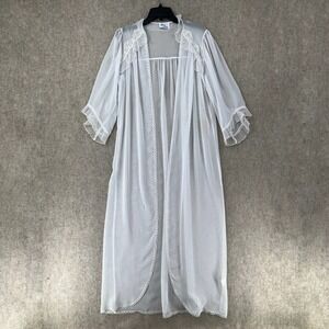 VTG Sugar Plum Pink Silky Chiffon Nightgown Robe Lingerie Sleepwear Cover SMALL‎